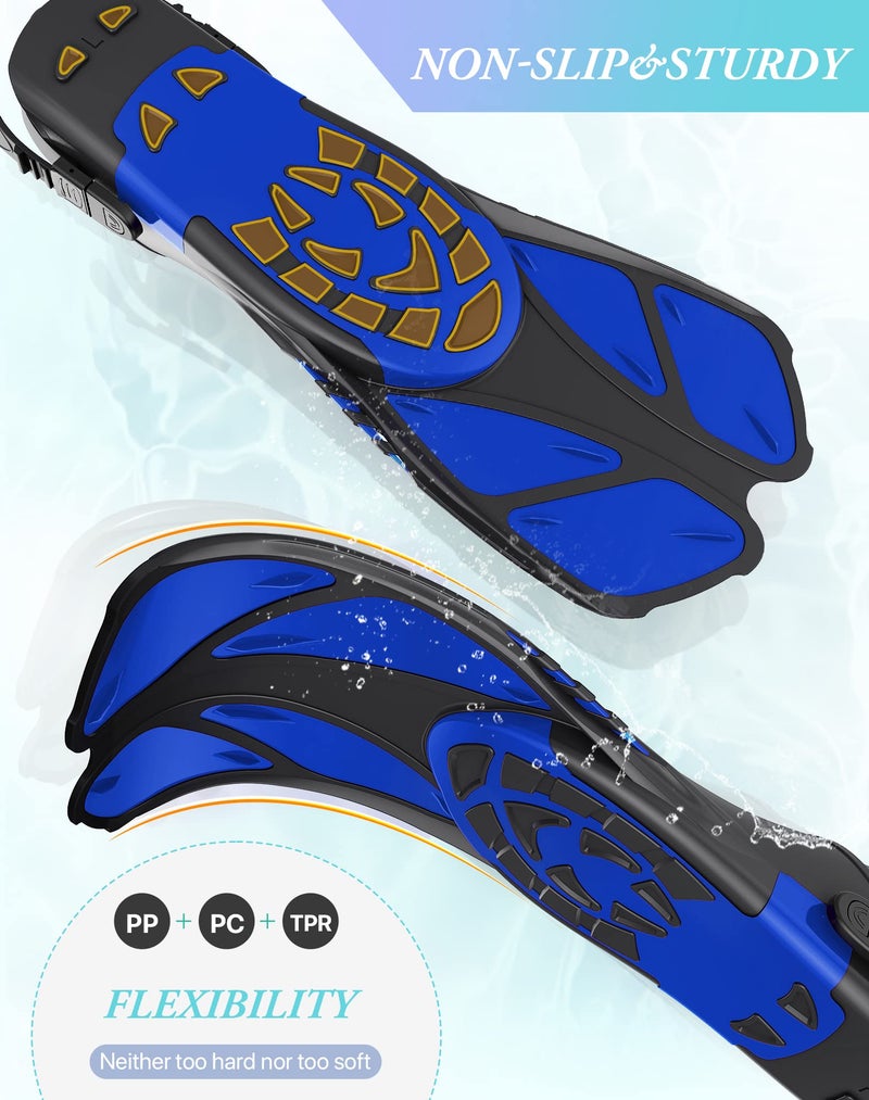 Greatever Snorkel Fins Adjustable Buckles Open Heel Swim Flippers Travel Size Short Swim Fins for Snorkeling Diving Swimming Adult Men Womens - Image 3